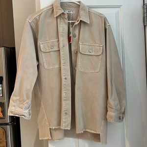MANGO - Biege Oversized Jean Shacket - Women’s XS